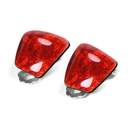 Red Cleopatra Shiny Clip Earrings | The Jewellery Stop