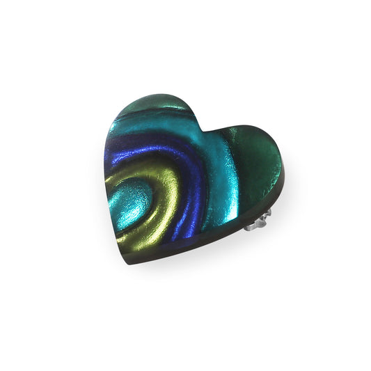 Everglade Heart Swirl Shiny Brooch
