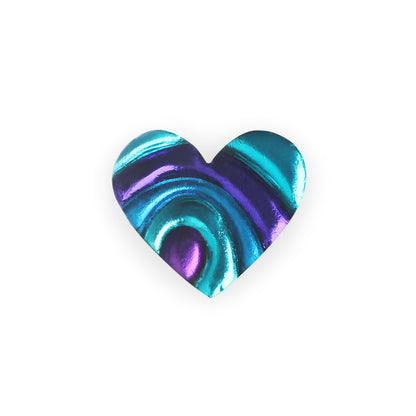 Peacock Heart Swirl Shiny Brooch