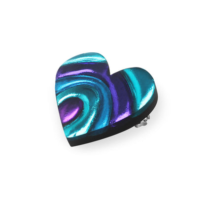 Peacock Heart Swirl Shiny Brooch