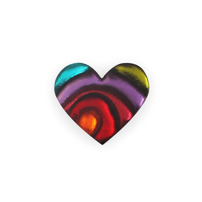 Rainbow Heart Swirl Shiny Brooch