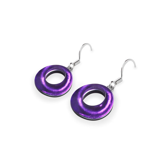 Peacock Hollow Circles Shiny Fish Hook Earrings | The Jewellery Stop
