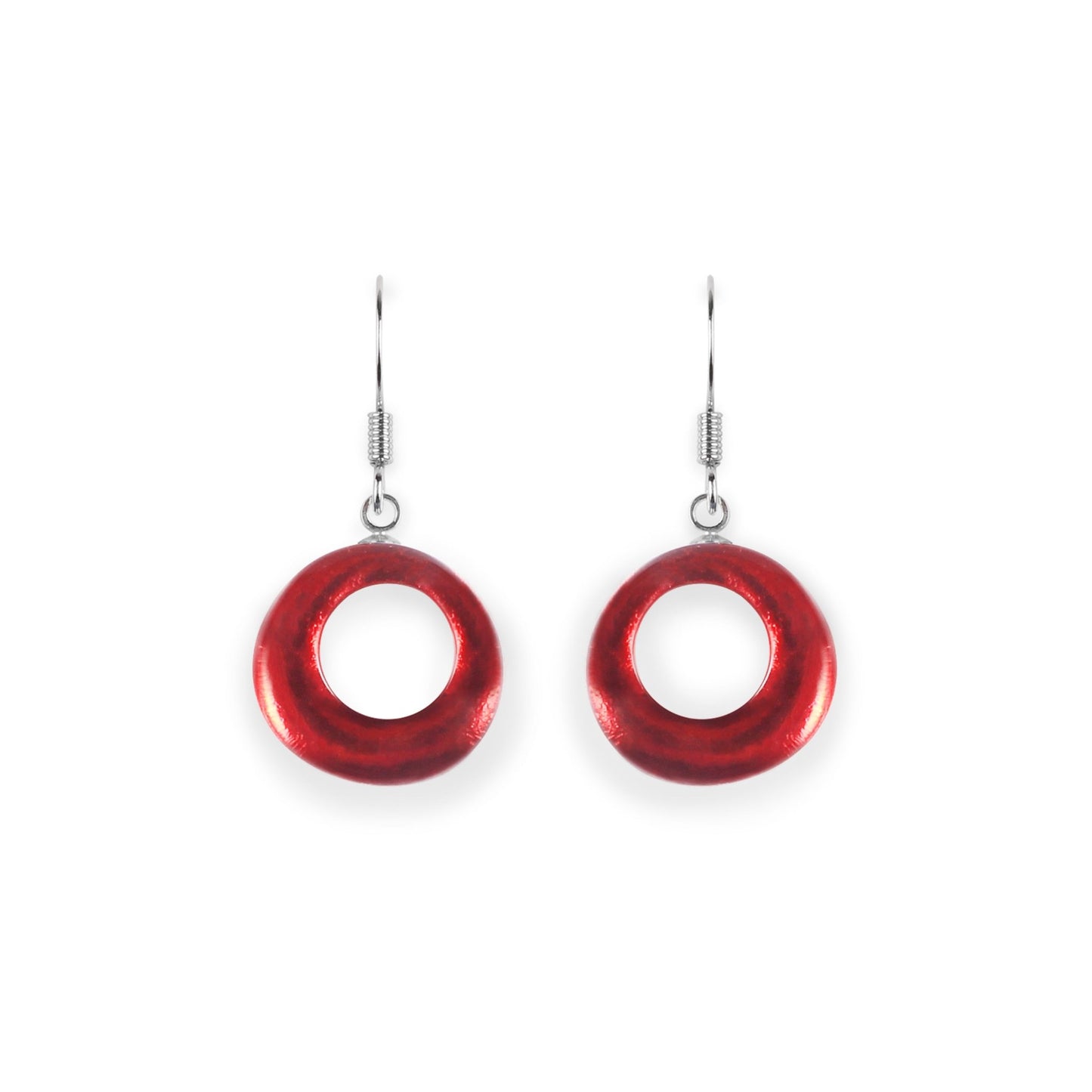 Sangria Hollow Circles Shiny Fish Hook Earrings | The Jewellery Stop