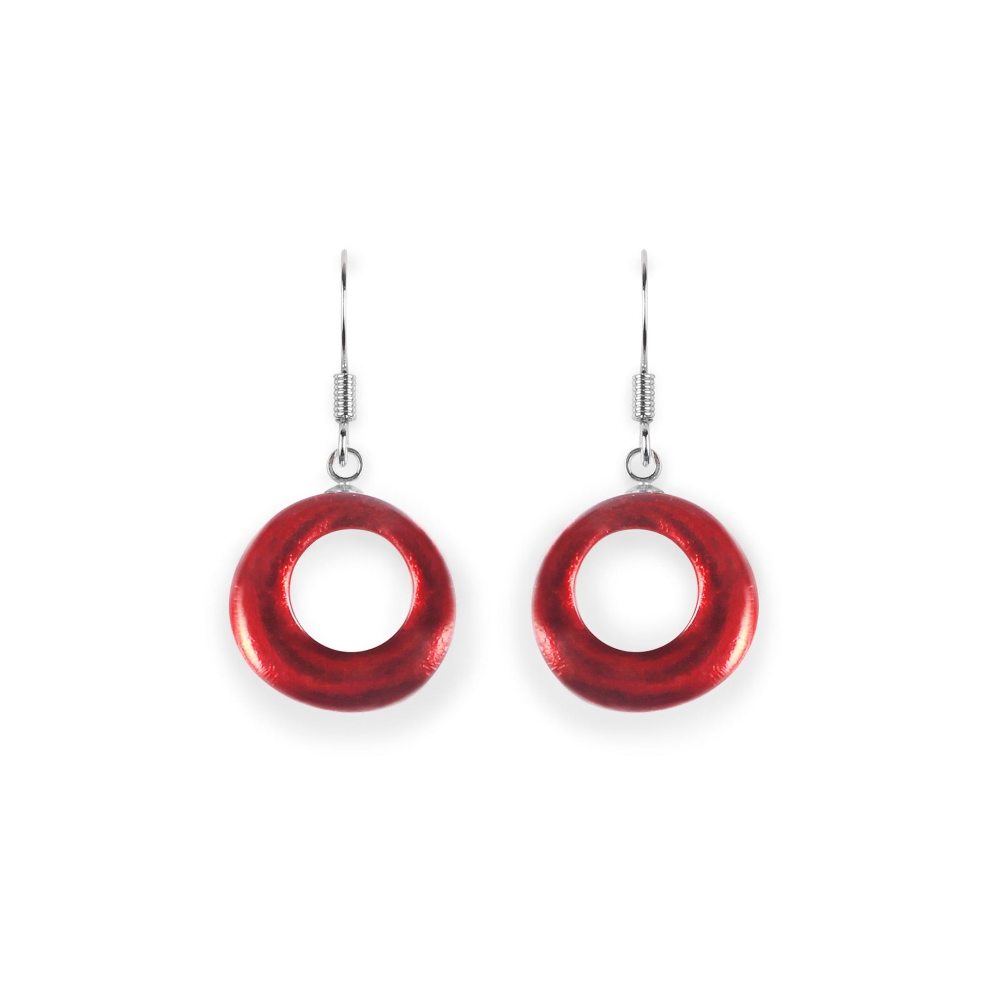 Sangria Hollow Circles Shiny Fish Hook Earrings | The Jewellery Stop