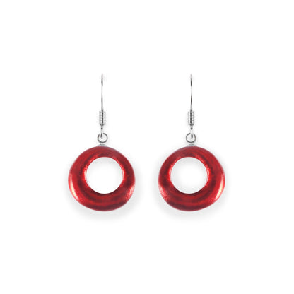 Sangria Hollow Circles Shiny Fish Hook Earrings | The Jewellery Stop