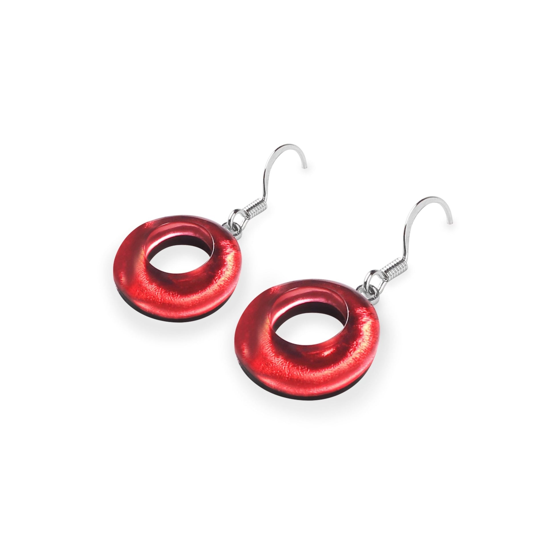 Sangria Hollow Circles Shiny Fish Hook Earrings | The Jewellery Stop