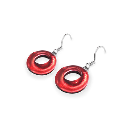 Sangria Hollow Circles Shiny Fish Hook Earrings | The Jewellery Stop