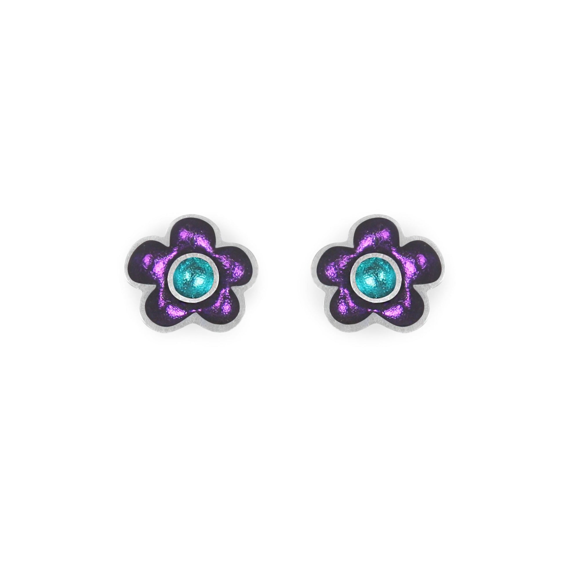 Peacock Flower Pot Shiny Stud Earrings | The Jewellery Stop