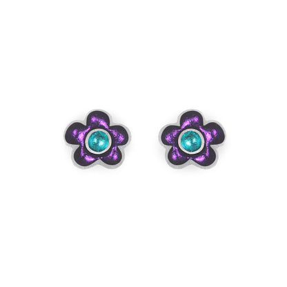 Peacock Flower Pot Shiny Stud Earrings | The Jewellery Stop