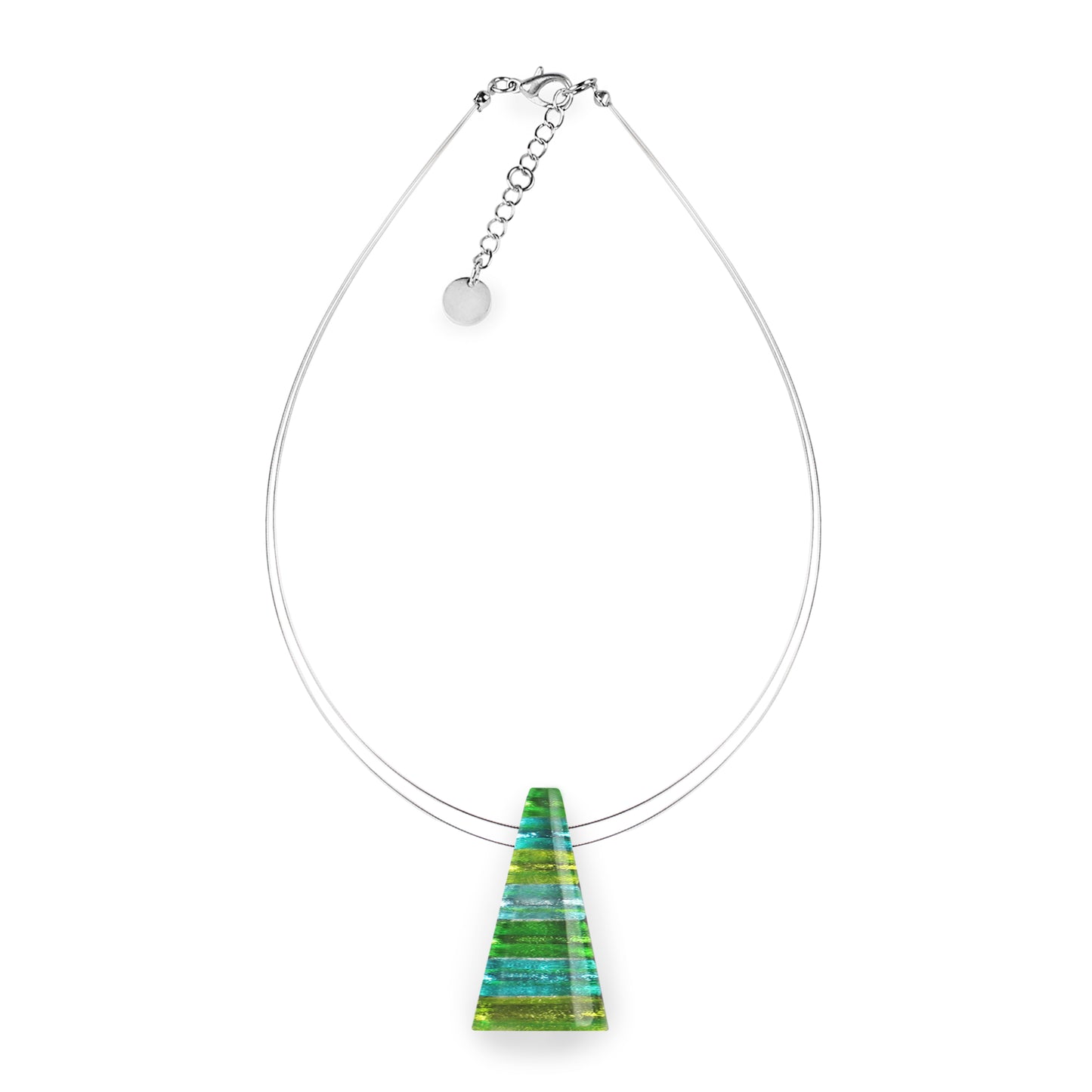 Caribbean Triangle Stripes Shiny Pendant on two strand wire