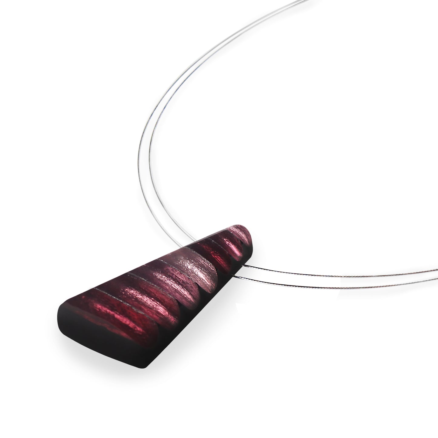 Cassis Triangle Stripes Shiny Pendant on two strand wire