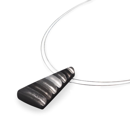 Steel Triangle Stripes Shiny Pendant on two strand wire | The Jewellery Stop