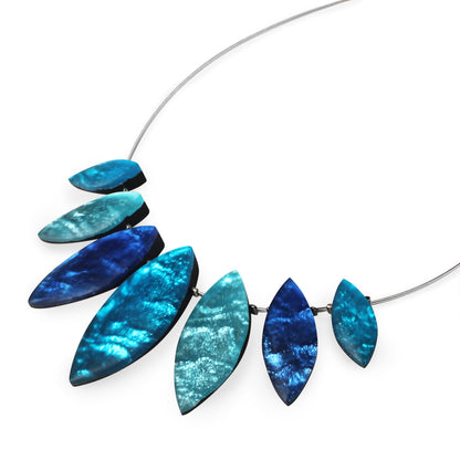 Turquoise Tribal Leaf Matte Necklace
