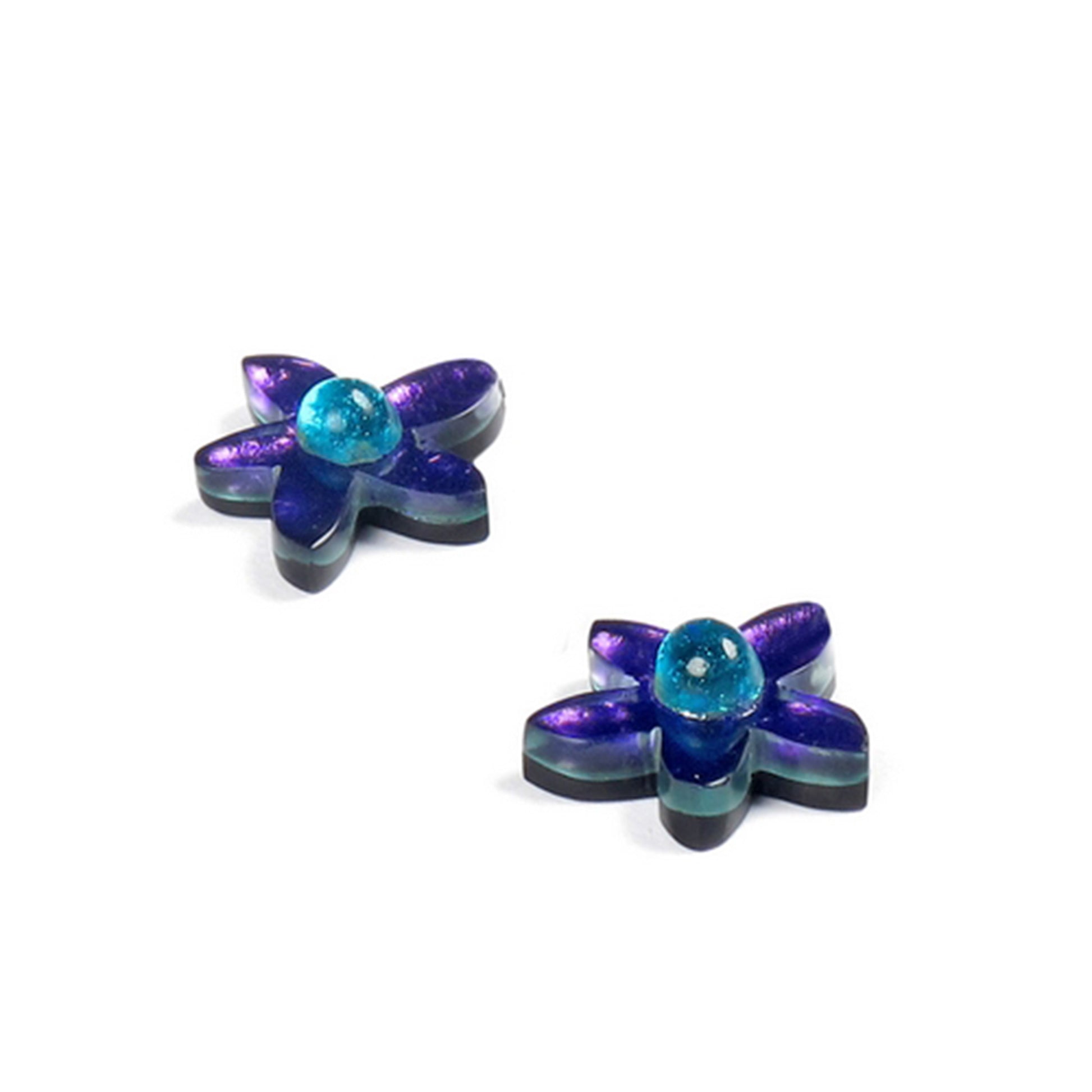 Peacock Flower Shiny Stud Earrings