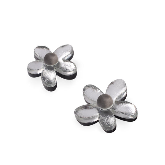 Silver Flower Shiny Stud Earrings | The Jewellery Stop