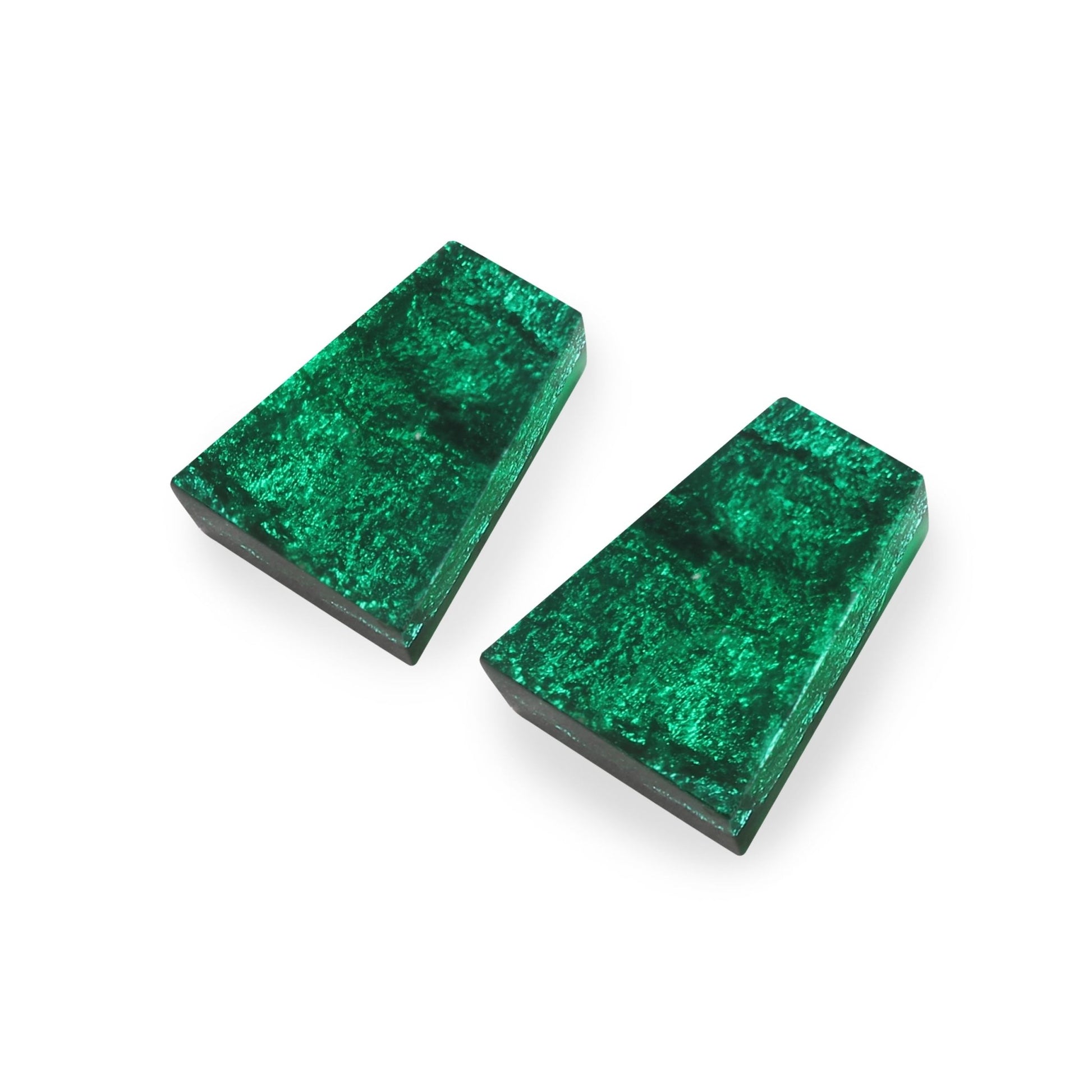 Emerald Aztec Shiny Large Stud Earrings | The Jewellery Stop