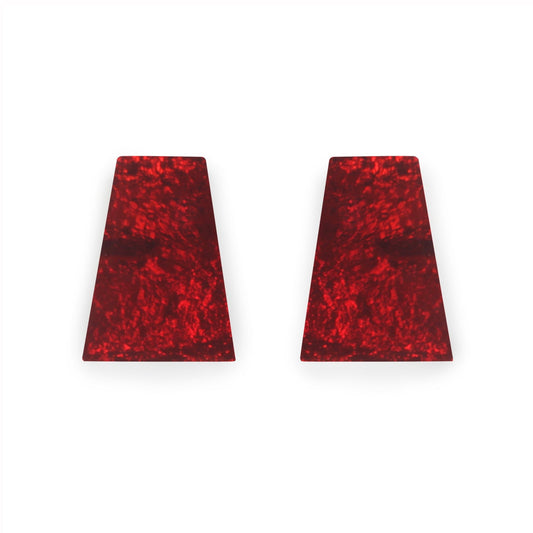 Red Aztec Shiny Large Stud Earrings | The Jewellery Stop