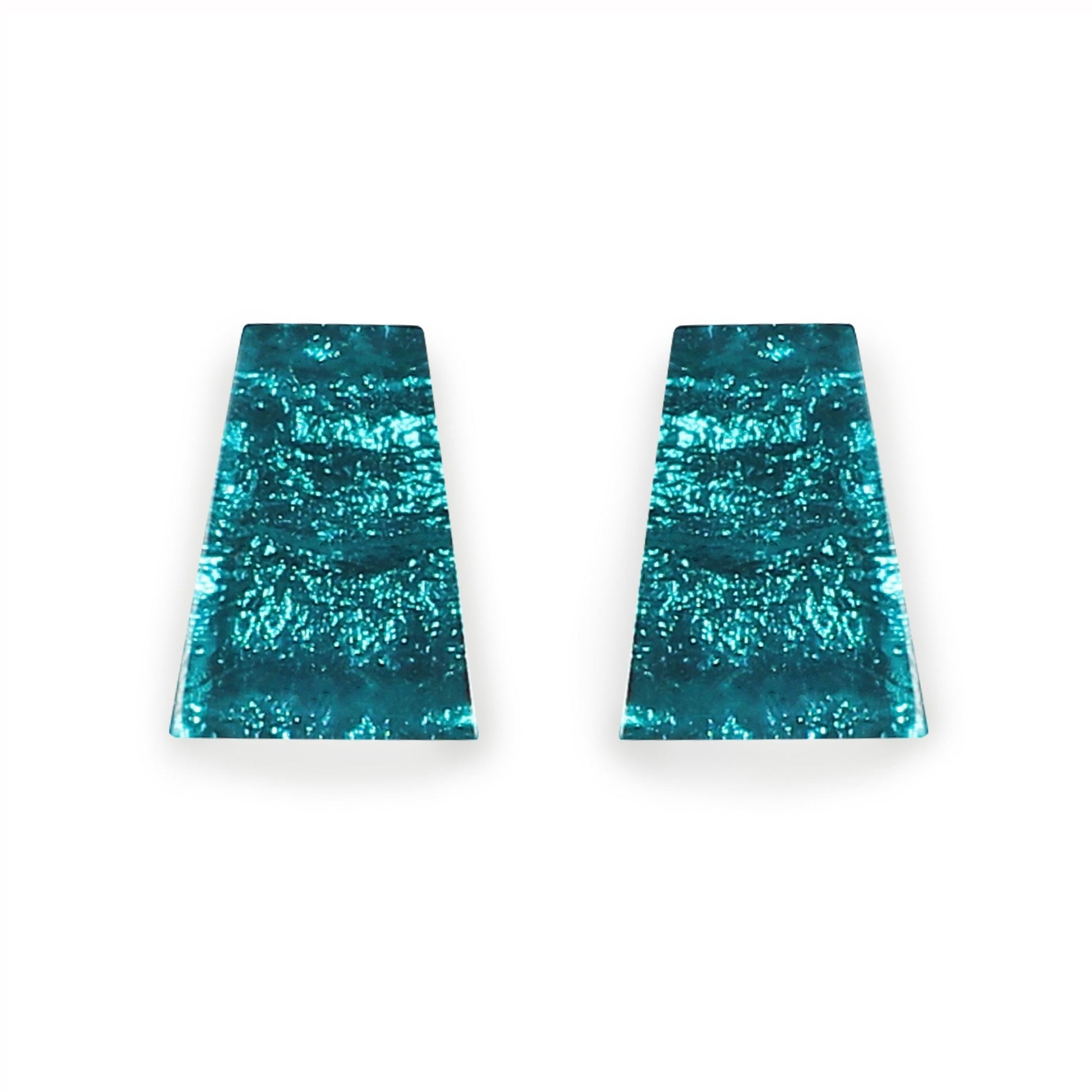 Teal Aztec Shiny Large Stud Earrings | The Jewellery Stop