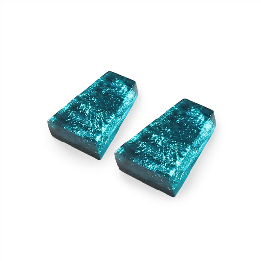 Teal Aztec Shiny Large Stud Earrings | The Jewellery Stop