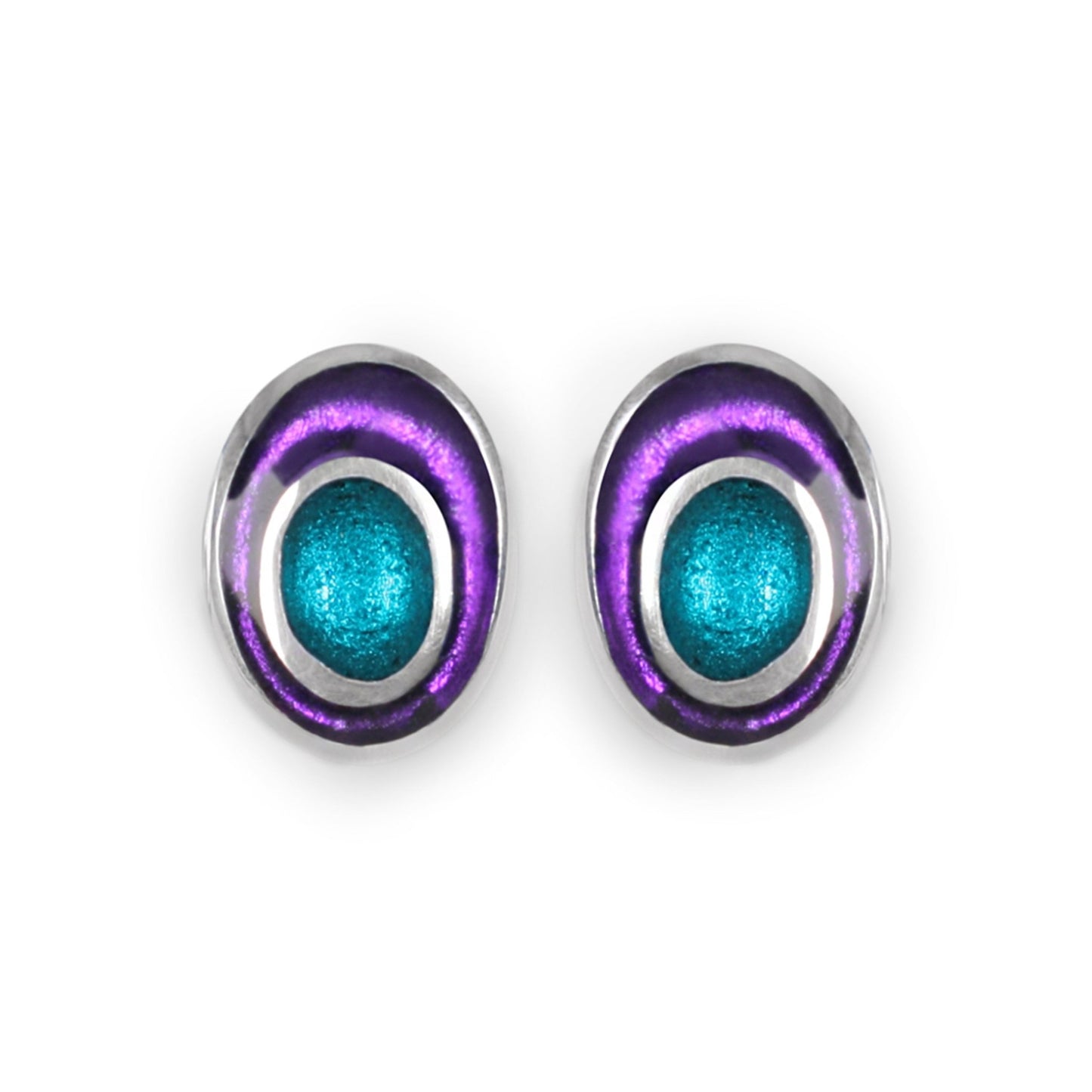 Peacock Organic Circles Shiny Clip Earrings | The Jewellery Stop