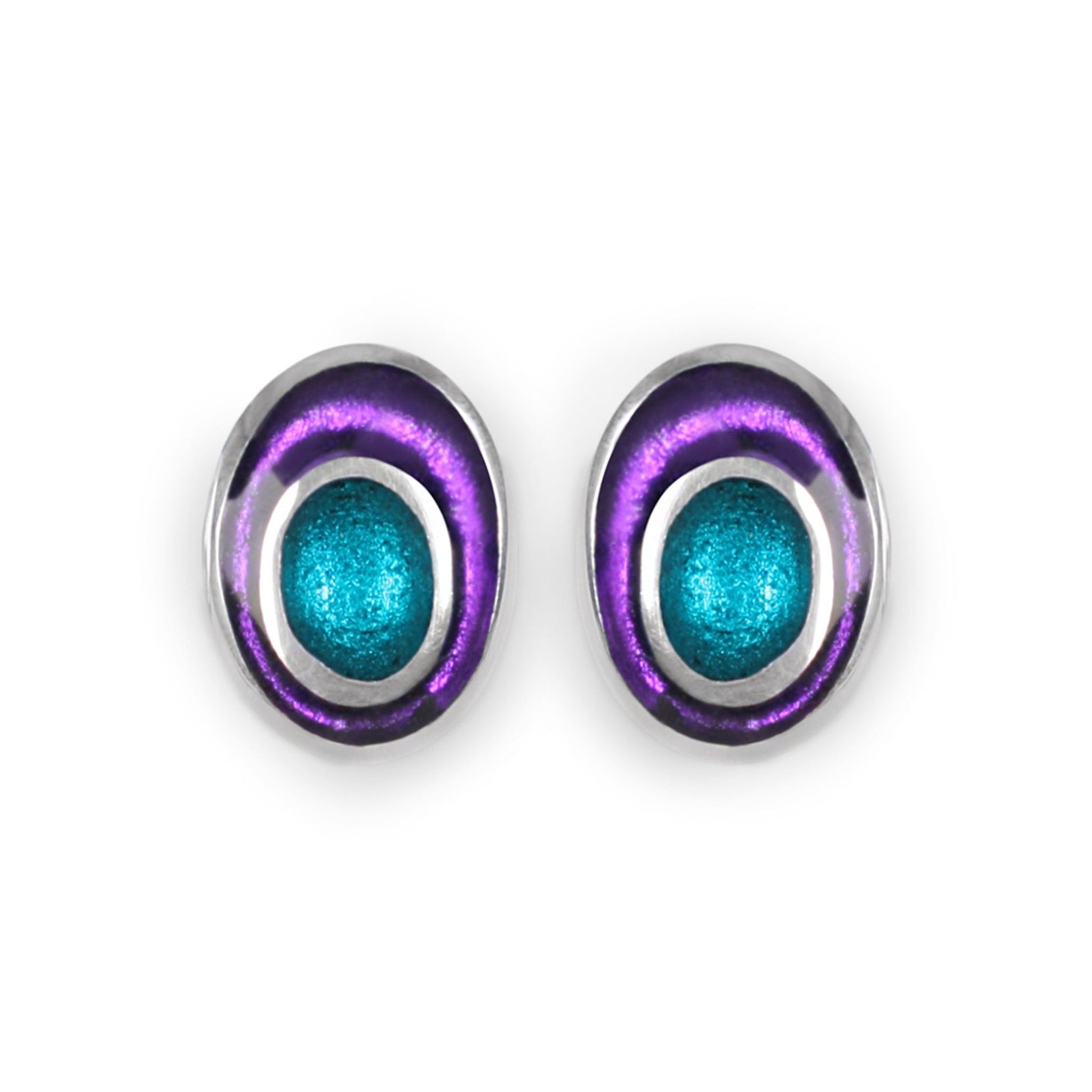 Peacock Organic Circles Shiny Clip Earrings | The Jewellery Stop