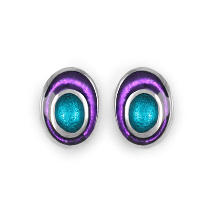 Peacock Organic Circles Shiny Clip Earrings | The Jewellery Stop