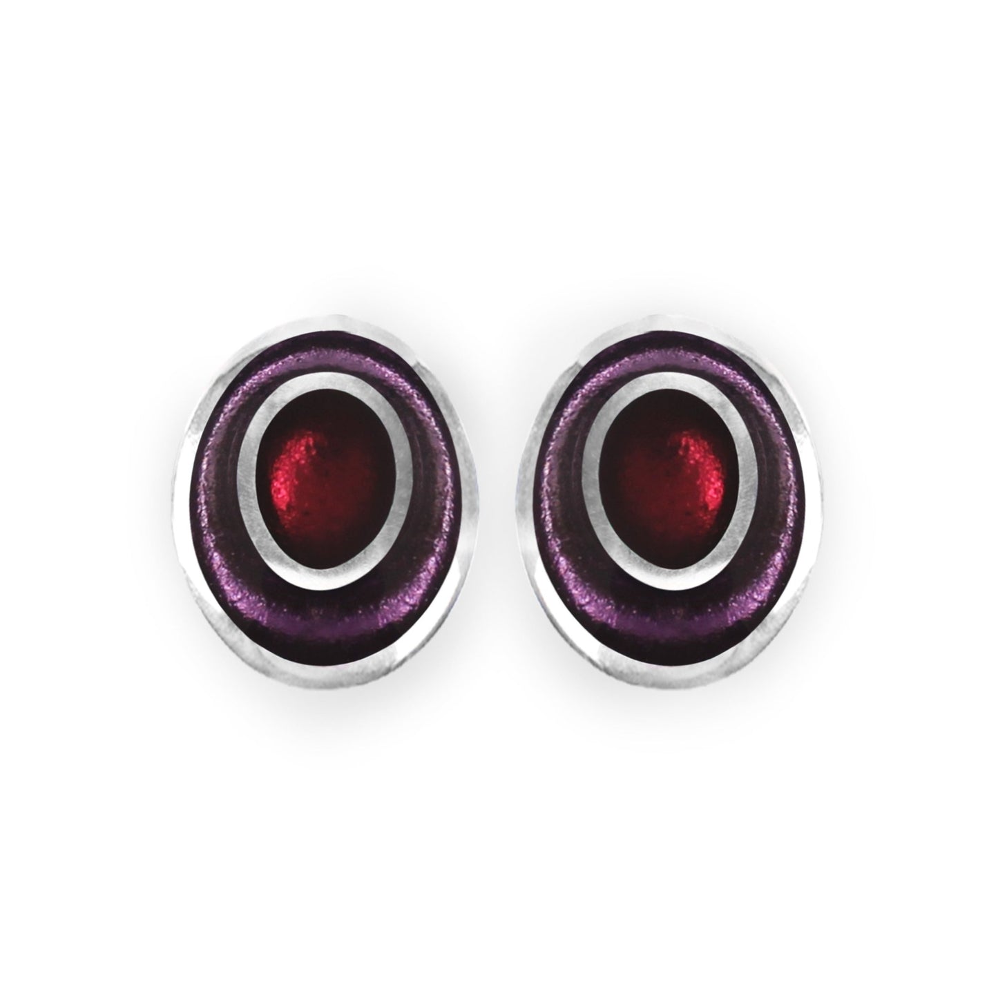 Rainbow Organic Circles Shiny Clip Earrings | The Jewellery Stop