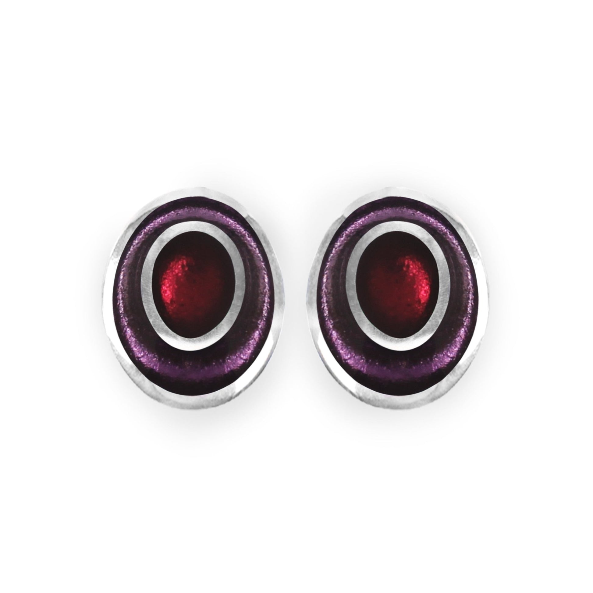 Rainbow Organic Circles Shiny Clip Earrings | The Jewellery Stop