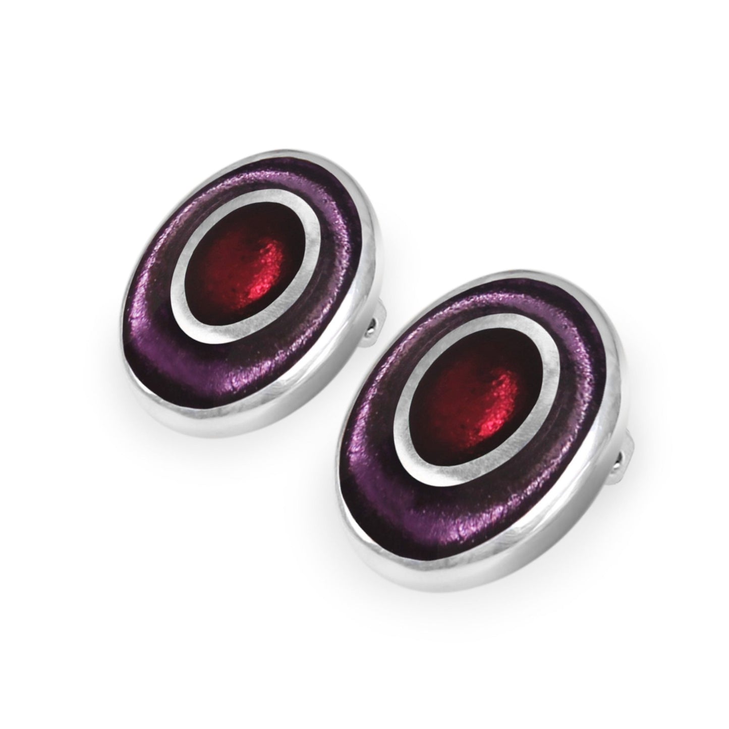 Rainbow Organic Circles Shiny Clip Earrings | The Jewellery Stop