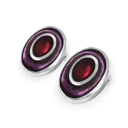 Rainbow Organic Circles Shiny Clip Earrings | The Jewellery Stop