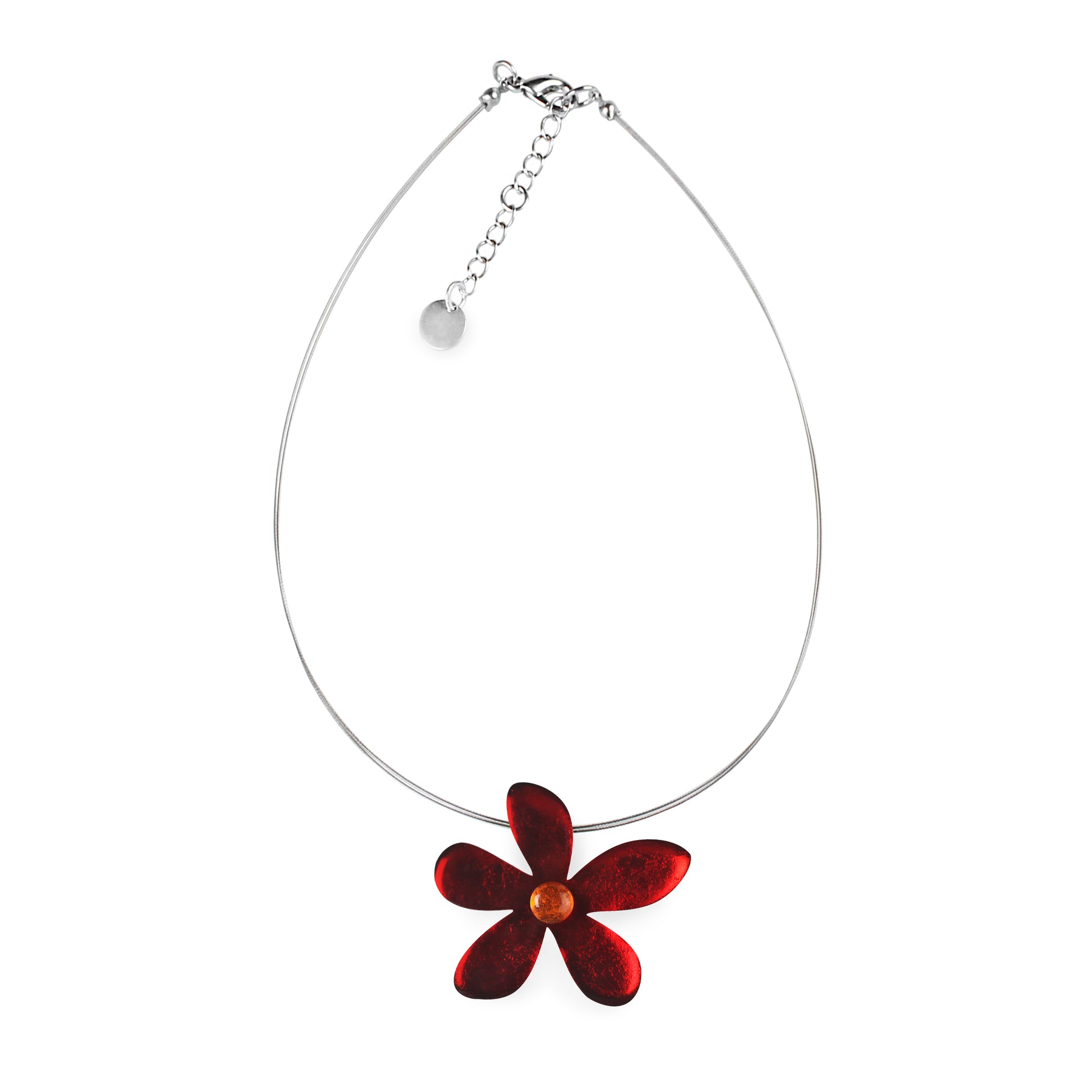 Red Flower Shiny Small Pendant