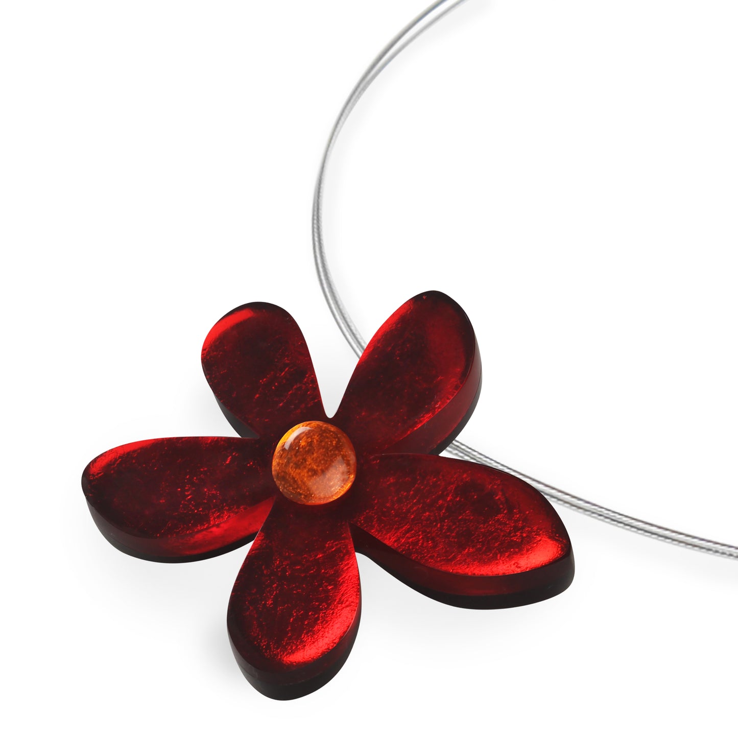 Red Flower Shiny Small Pendant