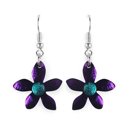 Peacock Flower Shiny Fish Hook Earrings | The Jewellery Stop
