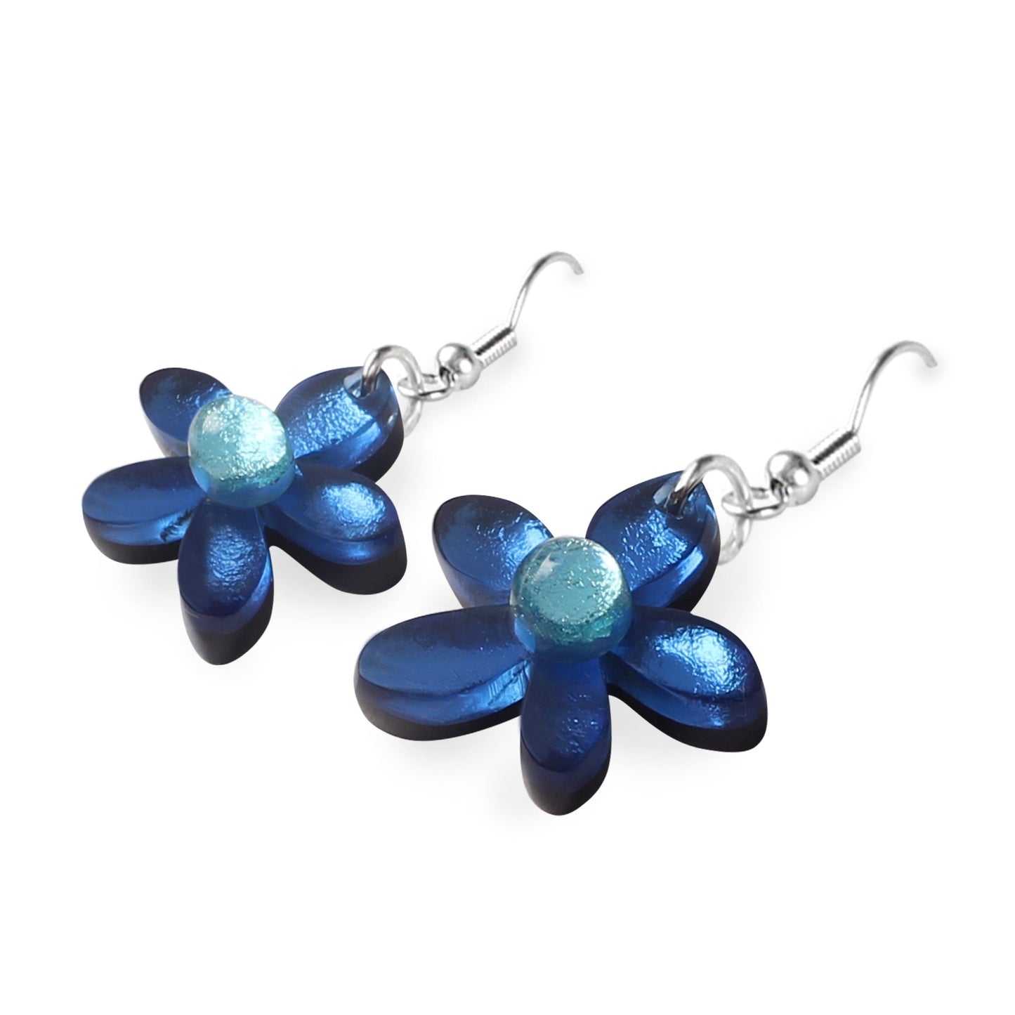 Twilight Flower Shiny Fish Hook Earrings | The Jewellery Stop