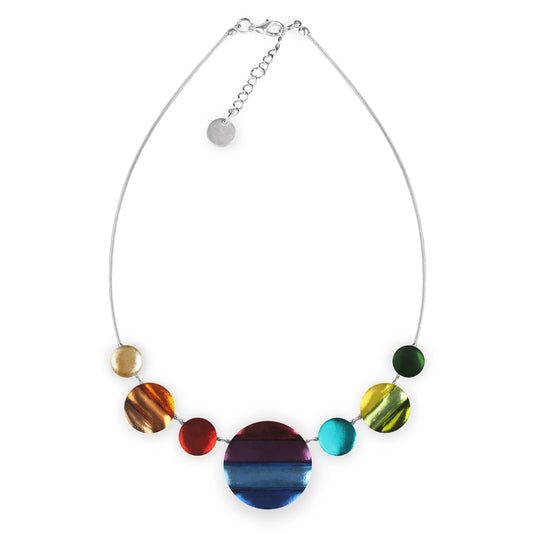 Rainbow Geometric Circles Shiny Necklace | The Jewellery Stop