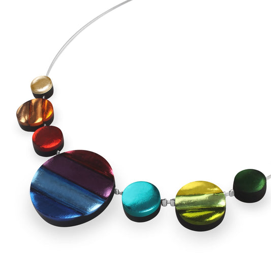 Rainbow Geometric Circles Shiny Necklace | The Jewellery Stop