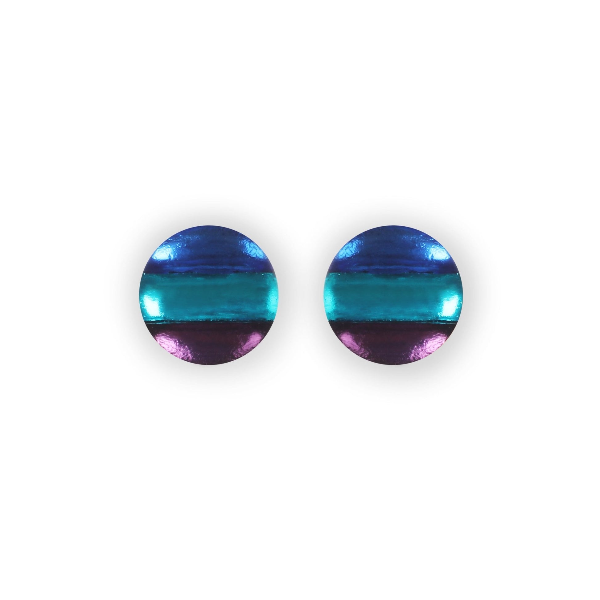 Peacock Geometric Circles Shiny Stud Earrings | The Jewellery Stop