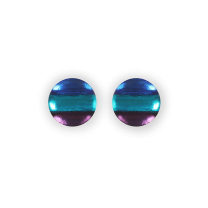 Peacock Geometric Circles Shiny Stud Earrings | The Jewellery Stop