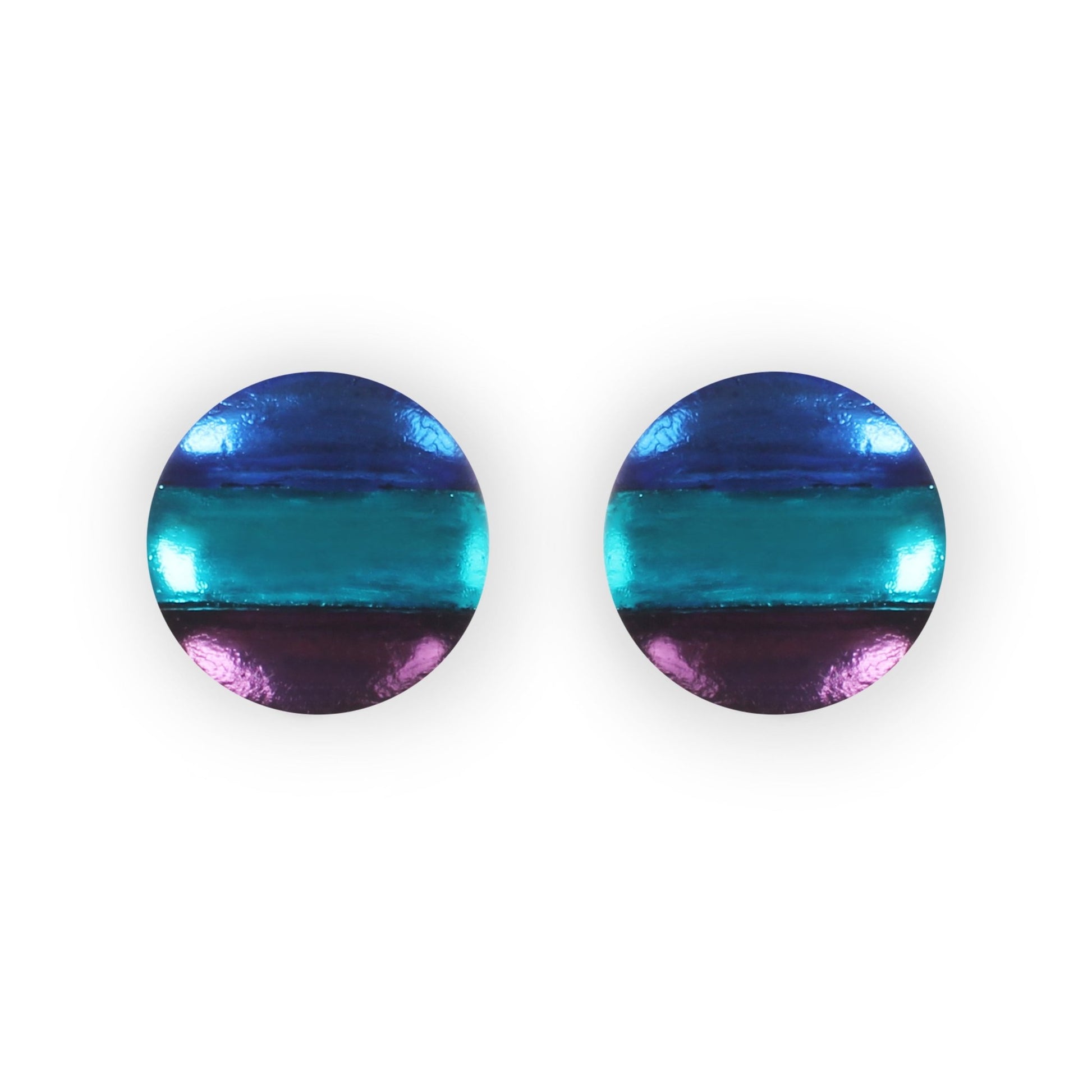 Peacock Geometric Circles Shiny Clip Earrings | The Jewellery Stop