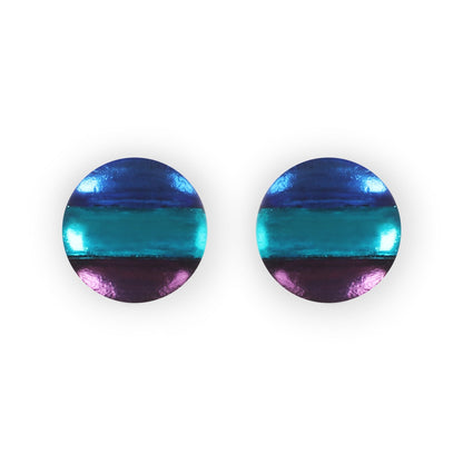 Peacock Geometric Circles Shiny Clip Earrings | The Jewellery Stop