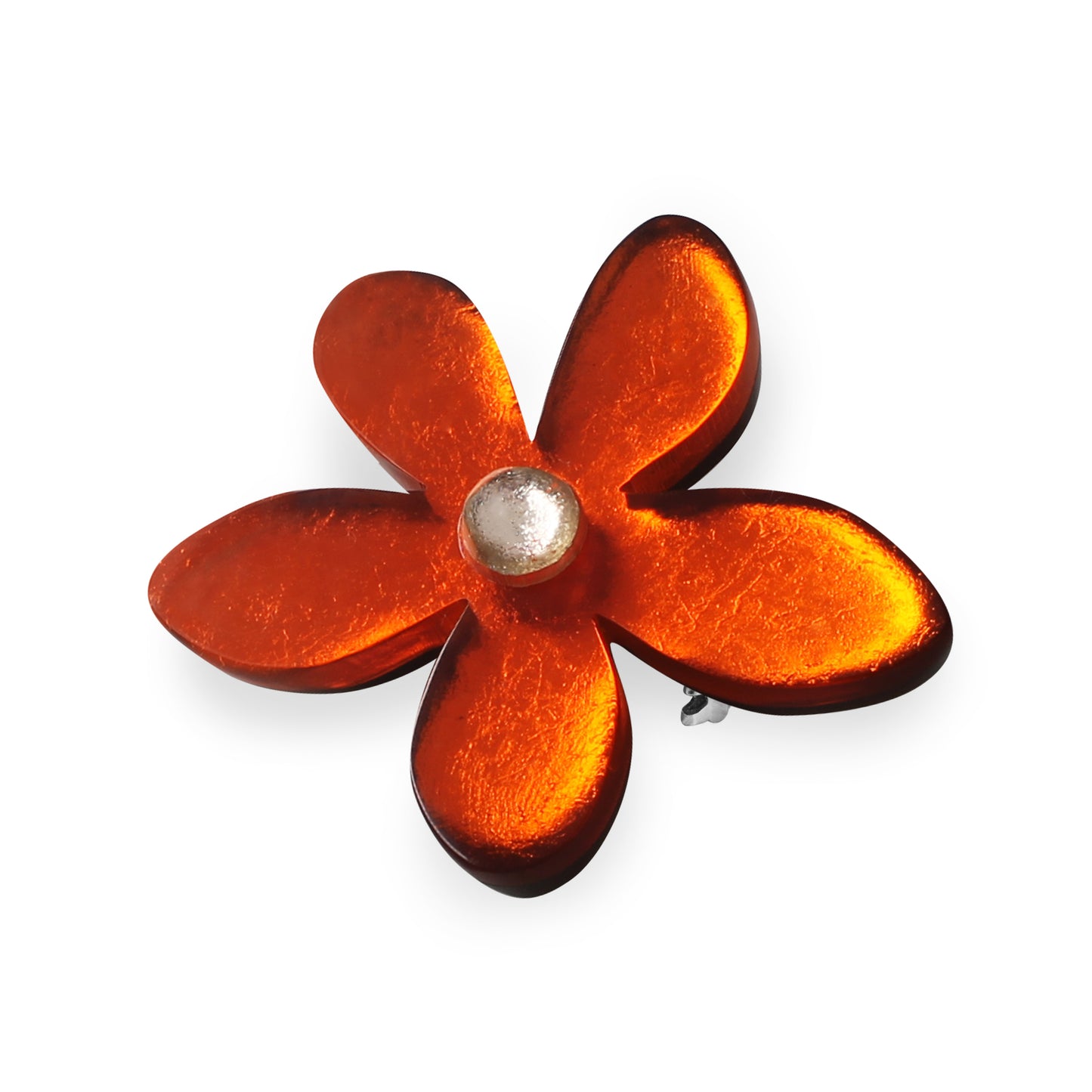 Orange Flower Shiny Brooch