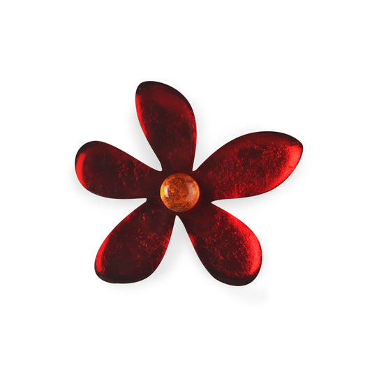 Red Flower Shiny Brooch | The Jewellery Stop