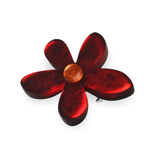 Red Flower Shiny Brooch | The Jewellery Stop