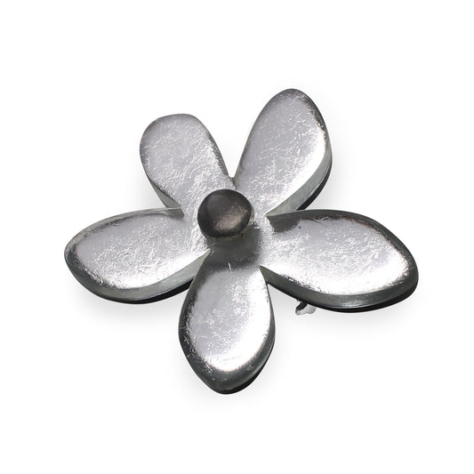 Silver Flower Shiny Brooch