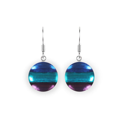 Peacock Geometric Circles Shiny Fish Hook Earrings | The Jewellery Stop
