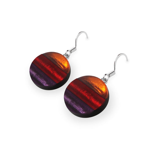 Rainbow Geometric Circles Shiny Fish Hook Earrings | The Jewellery Stop
