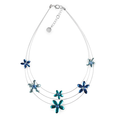 Teal Flower Shiny Extravaganza Necklace