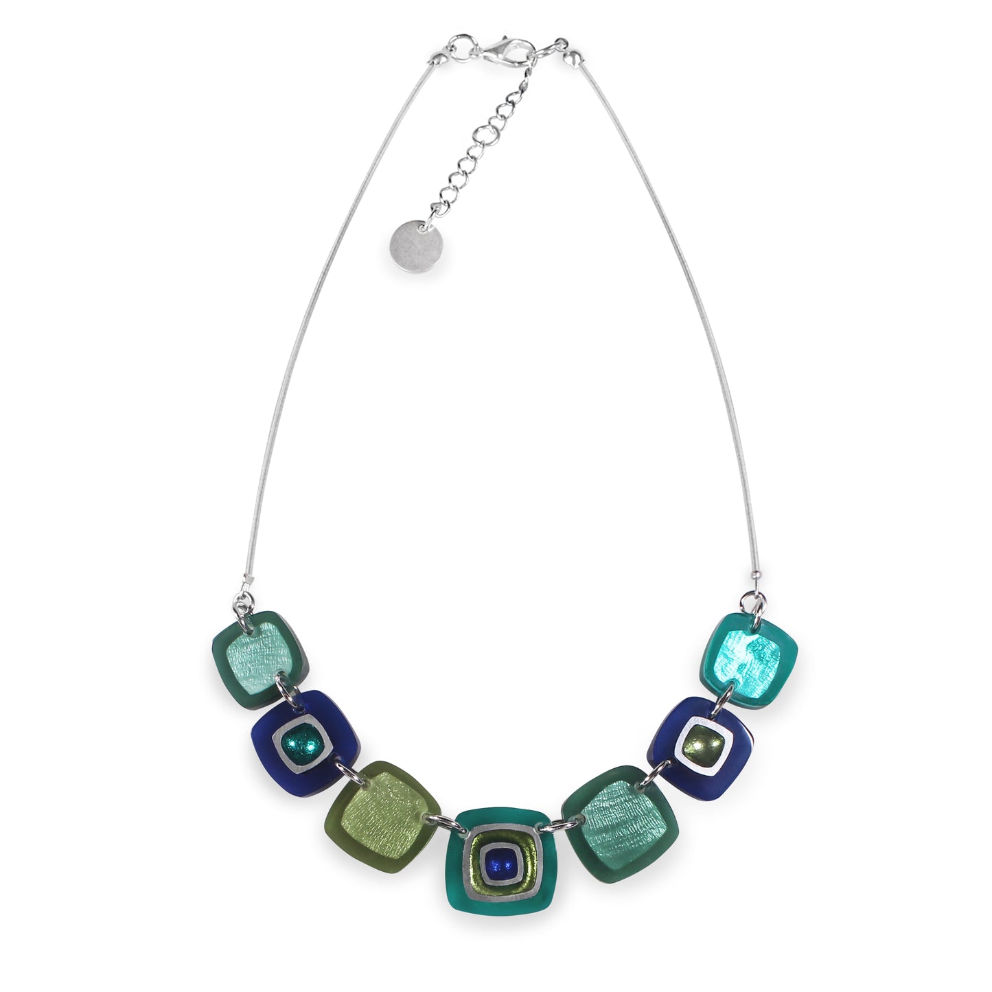 Everglade Abstract Squares Shiny Trail Necklace