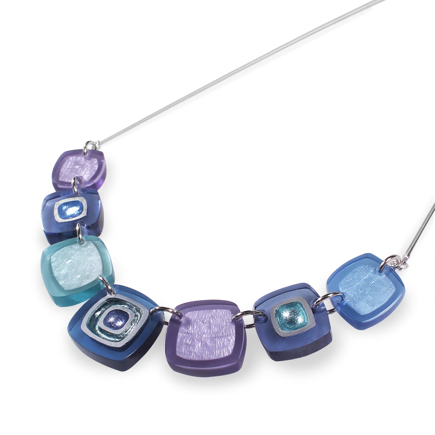 Lupin Abstract Squares Shiny Trail Necklace