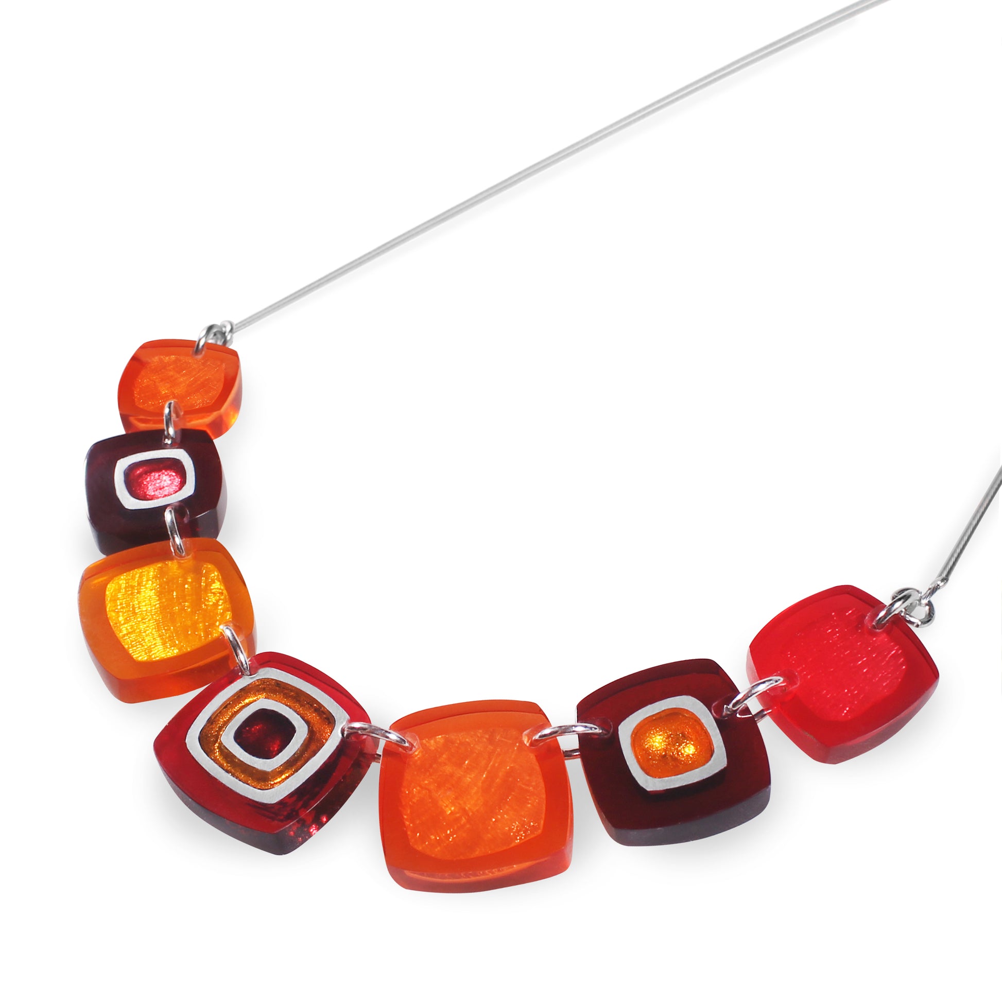 Sangria Abstract Squares Shiny Trail Necklace